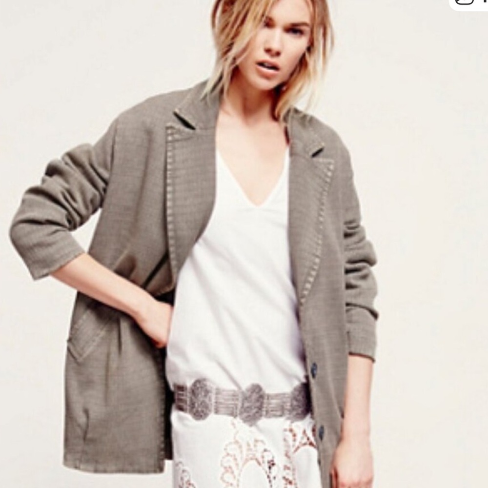 Free People XS Women's Slouchy Boyfriend Gray Blazer